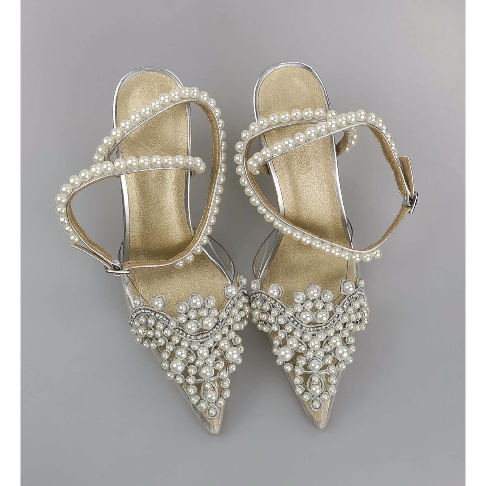 Cinxia (clear) Women's Pearl Encrusted Elegant High Heels Shoes - Picture 3 of 3